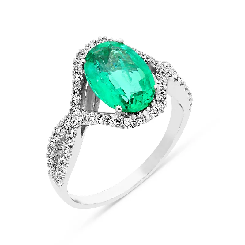 Ladies diamond rings-Natural Green Emerald Infinity Birthstone Ring