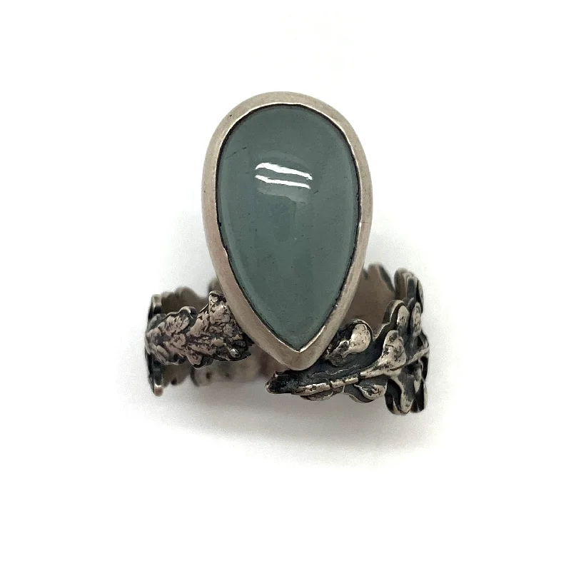 Ladies custom-designed rings-Naturalist Aquamarine Ring