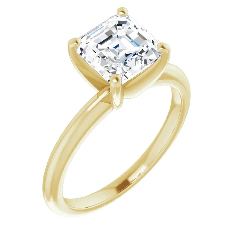 Ladies sapphire and diamond engagement rings-5Ct Asscher Solitaire Moissanite Engagement Ring in White Yellow or Rose Gold