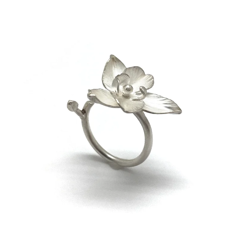 Ladies halo rings-White Orchid Ring