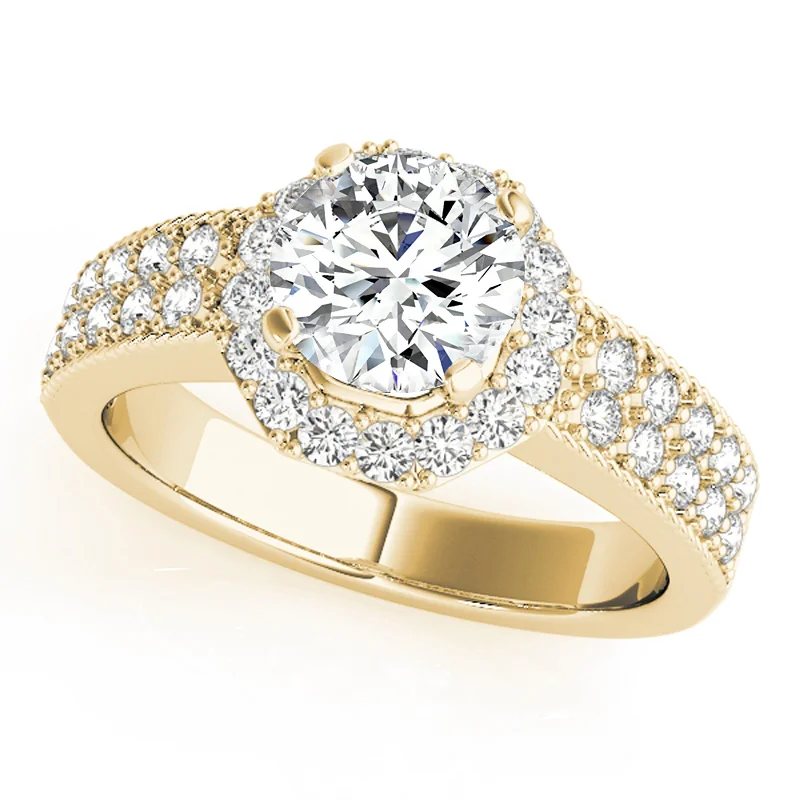 Ladies sapphire engagement rings-Auriya 14k Yellow Gold Lab Grown Round Diamond Halo Engagement Ring 0.50 to 5.00 ct. tw. (F-G VS)