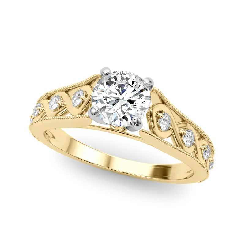 Ladies round cut engagement rings-Auriya 14k Yellow Gold Lab Grown Round Diamond Engagement Ring 0.50 to 5.00 ct. tw. (F-G VS)