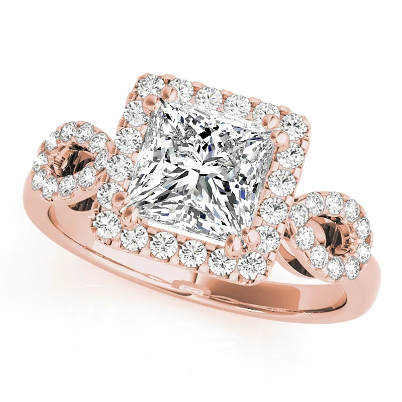 Ladies twisted engagement rings-Auriya 14k Rose Gold Lab Grown Princess Diamond Halo Engagement Ring 0.50 to 5.00 ct. tw. (F-G VS)