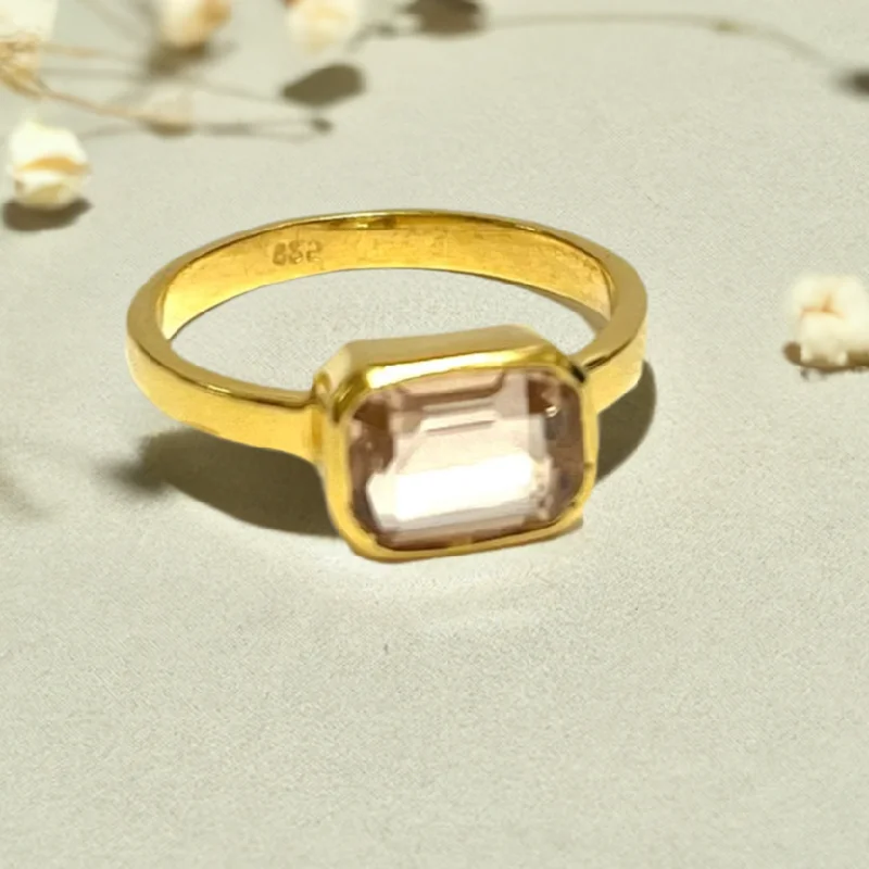 Ladies men’s and women’s rings-Hailey Citrine Square Stone Ring