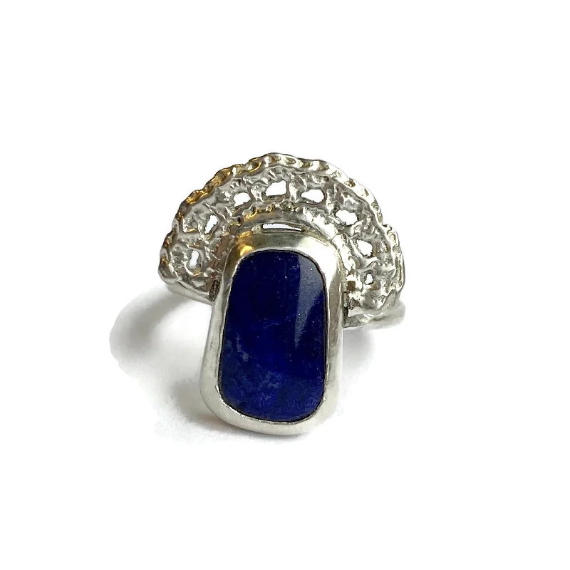 Ladies black diamond rings-Monica Ring in Lapis // One-of-a-Kind