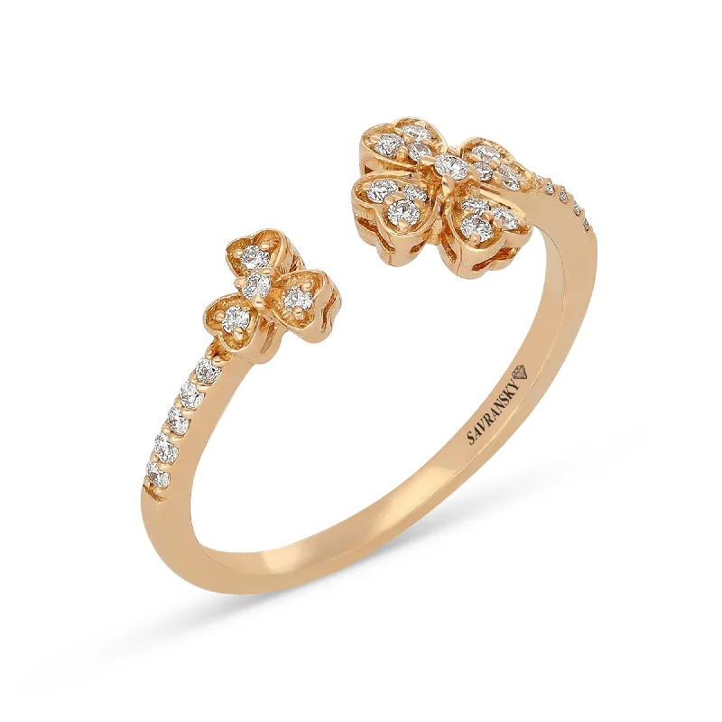 Ladies men’s and women’s rings-Flower Shaped Open Ring