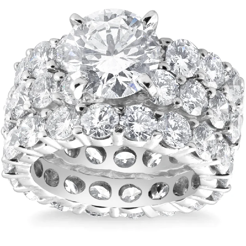 Ladies dual-tone engagement rings-15Ct TW Diamond Eternity Engagement Wedding Ring Set 14k White Gold Lab Grown