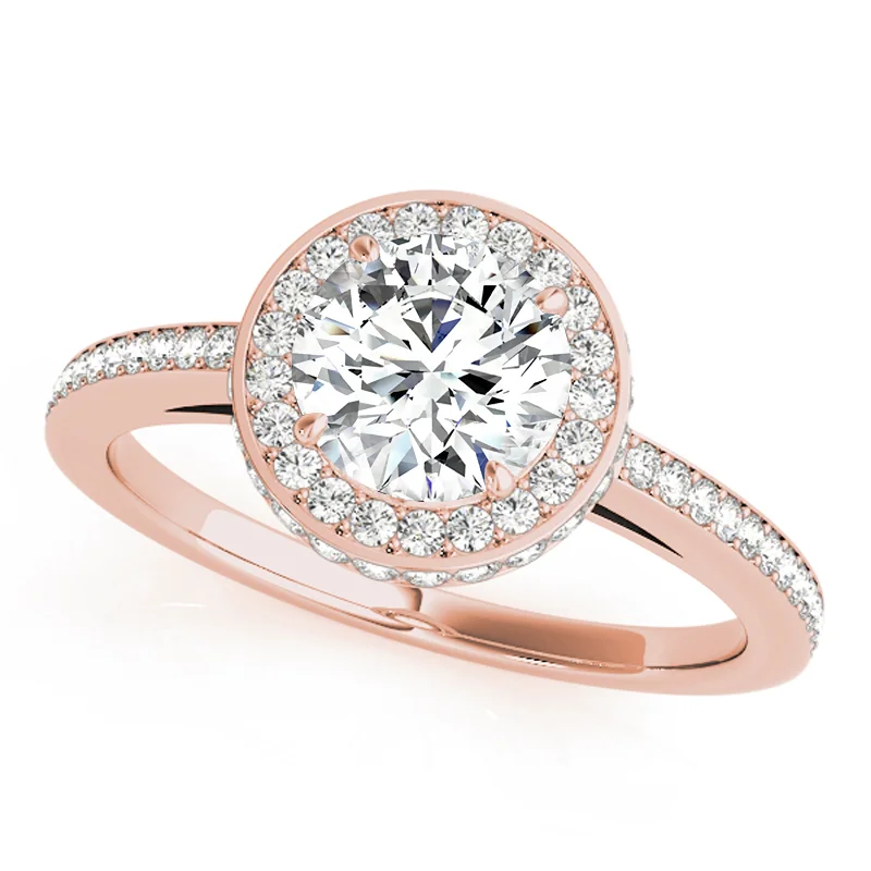 Ladies modern engagement rings-Auriya 14k Rose Gold Lab Grown Round Diamond Halo Engagement Ring 0.50 to 5.00 ct. tw. (F-G VS)