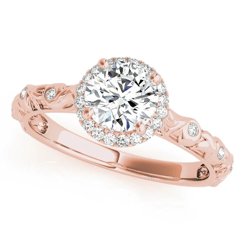 Ladies solitaire diamond engagement rings-Auriya 14k Rose Gold Lab Grown Round Diamond Halo Engagement Ring 0.50 to 5.00 ct. tw. (F-G VS)