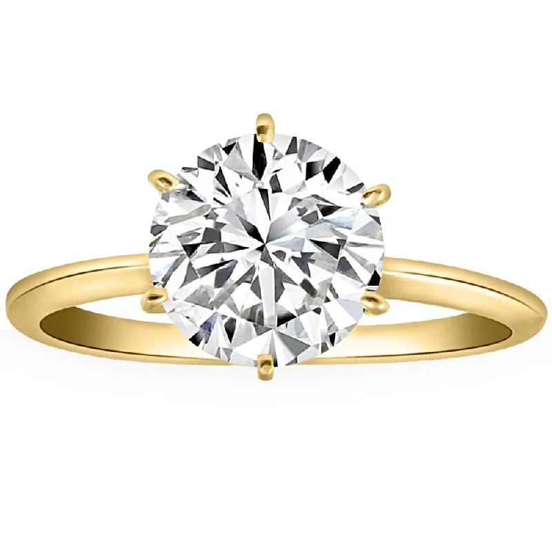 Ladies modern diamond engagement rings-2 1/2CT Lab Grown Diamond Solitaire Engagement Ring 14k Yellow Gold