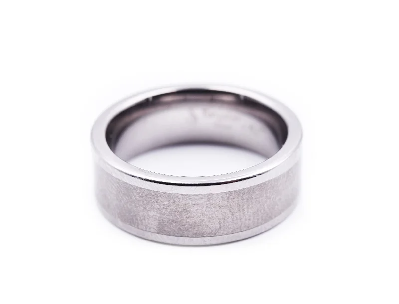 Ladies large diamond rings-Tungsten 8mm Band