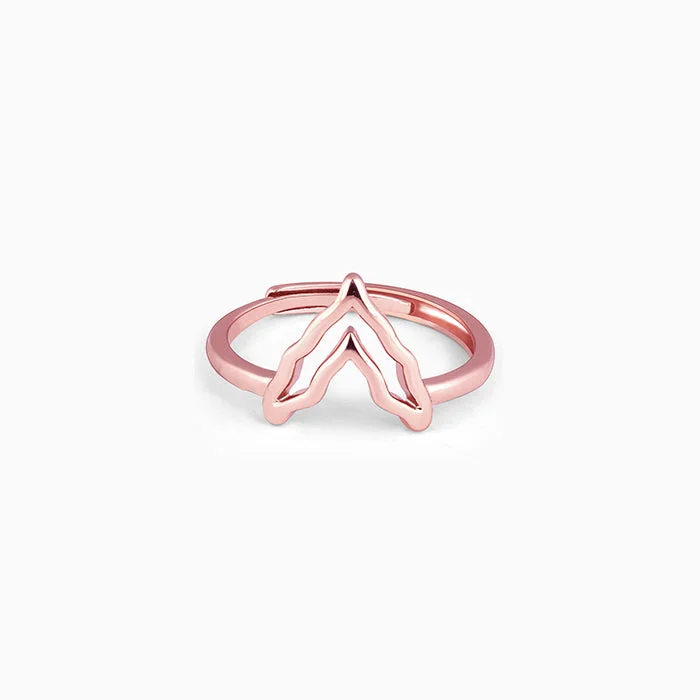 Ladies fashion rings-Rose Gold Mountain of Love Ring