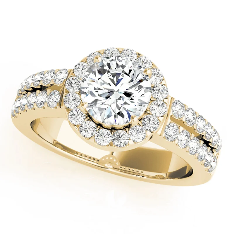 Ladies halo sapphire engagement rings-Auriya 14k Yellow Gold Lab Grown Round Diamond Halo Engagement Ring 0.50 to 5.00 ct. tw. (F-G VS)