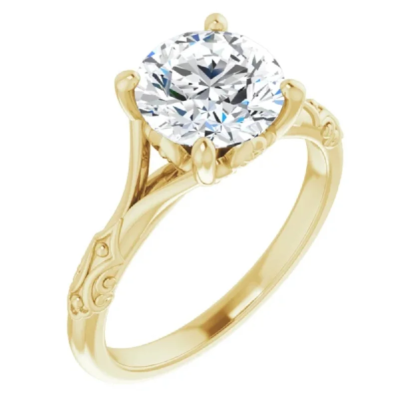 Ladies designer engagement rings-3Ct Moissanite Vintage Engagement Solitaire Ring 14k White Yellow or Rose Gold