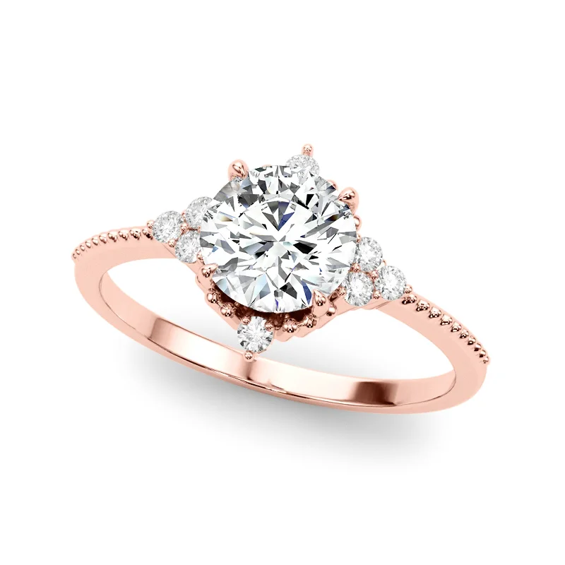 Ladies sapphire halo engagement rings-Auriya 14k Rose Gold Lab Grown Round Diamond Halo Engagement Ring 0.50 to 5.00 ct. tw. (F-G VS)