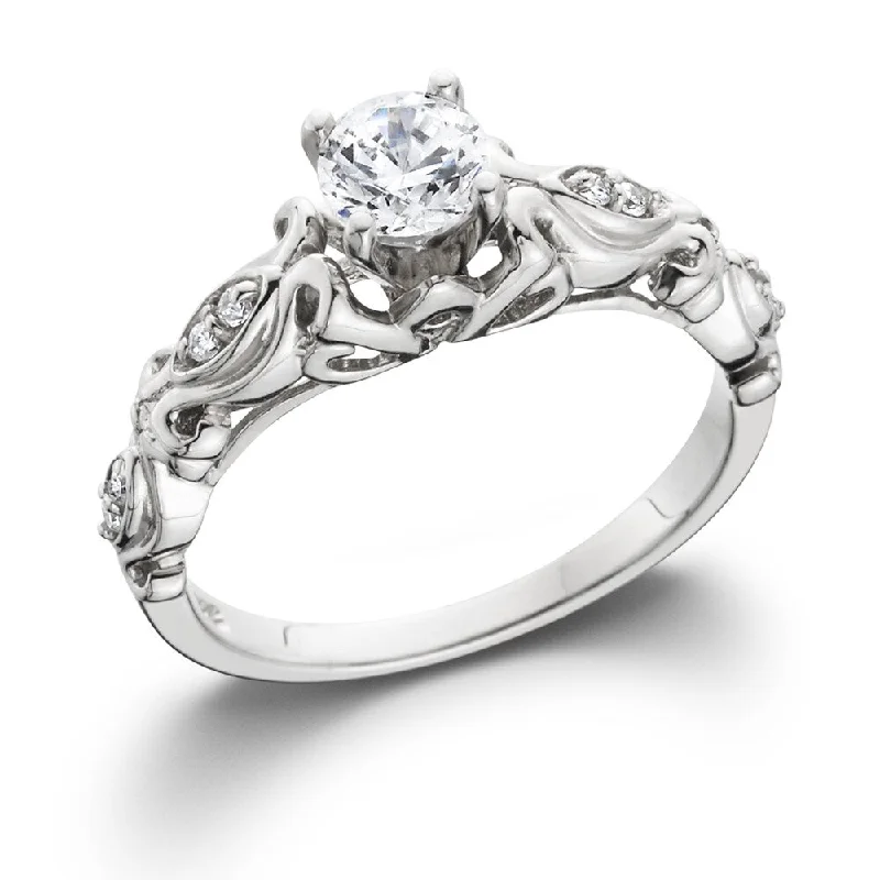 Ladies engagement rings with side stones-14k White Gold 1/2 ct TDW Vintage Diamond Engagement Ring