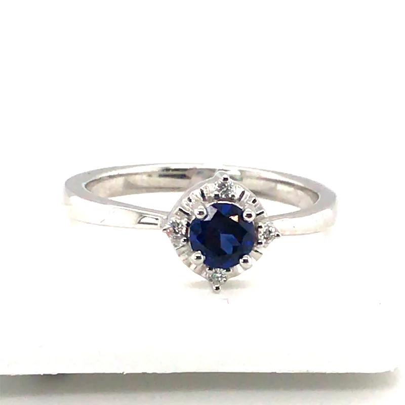 Ladies thin band rings-Sterling Silver Lab Blue Sapphire Ring