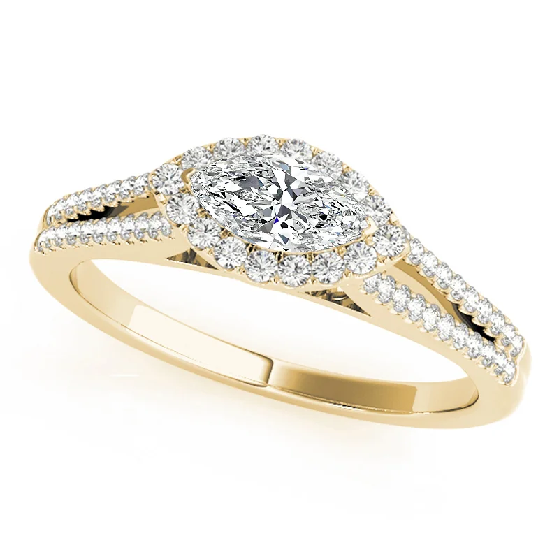 Ladies halo diamond engagement rings-Auriya 14k Yellow Gold Lab Grown Marquise Diamond Halo Engagement Ring 0.50 to 5.00 ct. tw. (F-G VS)