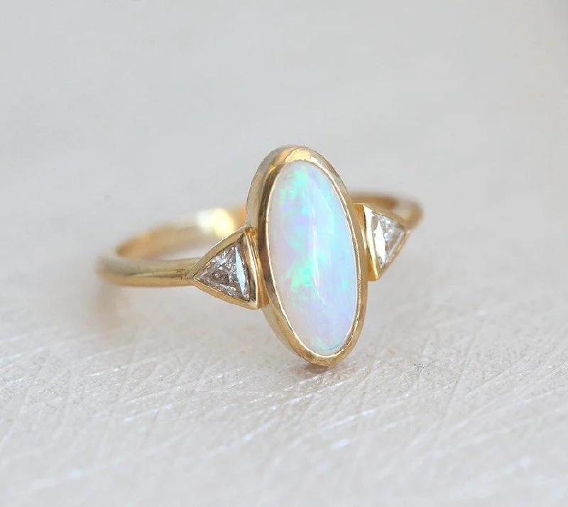 Ladies rose gold rings-Montserrat Oval Opal Ring - Ready to Ship