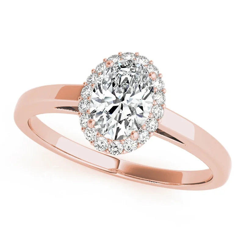 Ladies emerald diamond engagement rings-Auriya 14k Rose Gold Lab Grown Oval Diamond Halo Engagement Ring 0.50 to 5.00 ct. tw. (F-G VS)