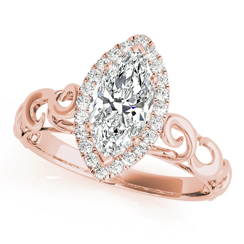 Ladies platinum solitaire engagement rings-Auriya 14k Rose Gold Lab Grown Marquise Diamond Halo Engagement Ring 0.50 to 5.00 ct. tw. (F-G VS)