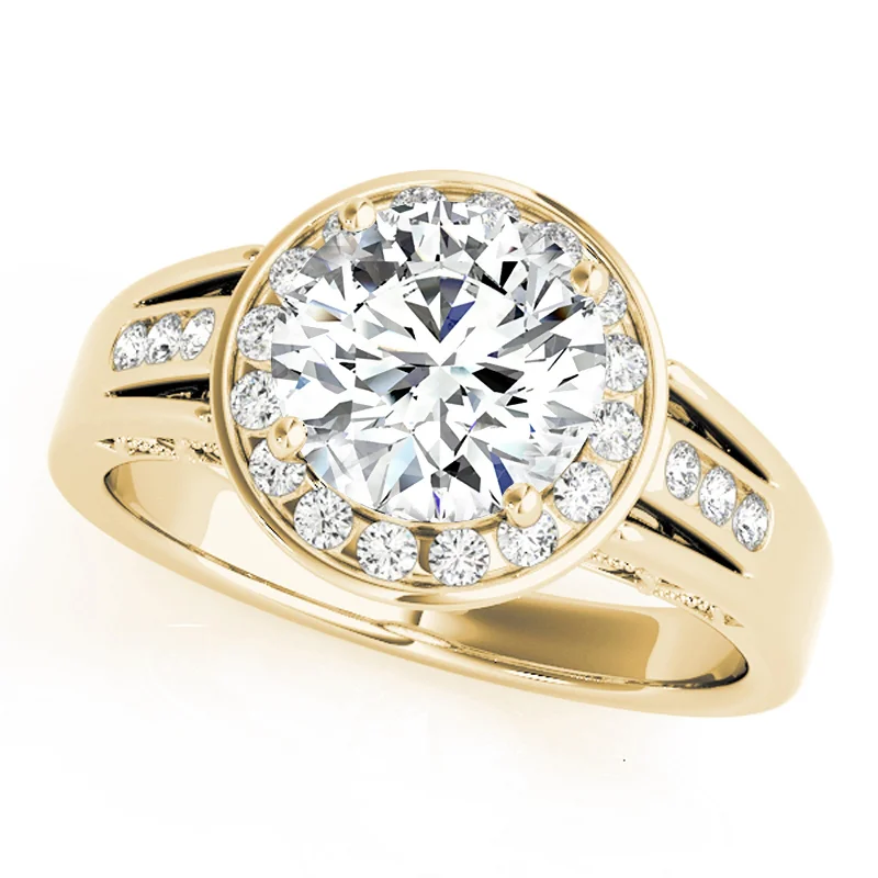 Ladies radiant-cut diamond engagement rings-Auriya 14k Yellow Gold Lab Grown Round Diamond Halo Engagement Ring 0.50 to 5.00 ct. tw. (F-G VS)