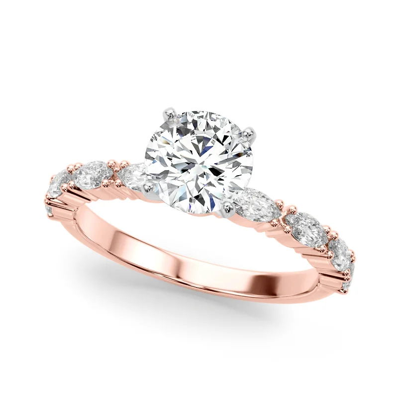 Ladies rose gold diamond engagement rings-Auriya 14k Rose Gold Lab Grown Round Diamond Engagement Ring 0.50 to 5.00 ct. tw. (F-G VS)