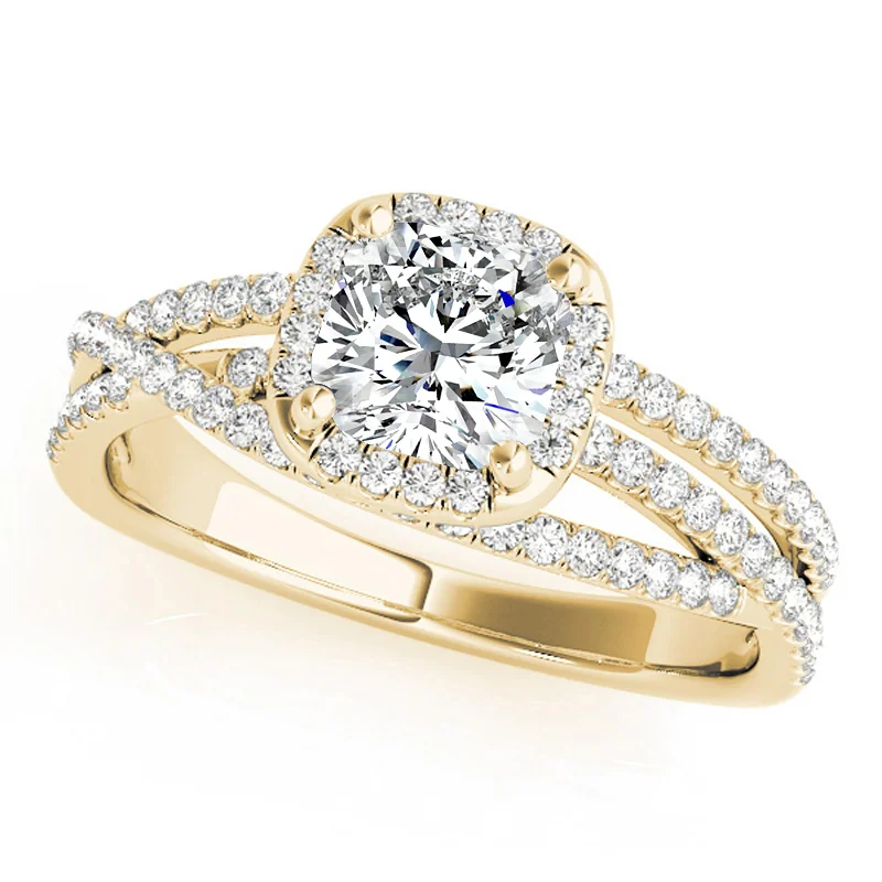 Ladies affordable engagement rings-Auriya 14k Yellow Gold Lab Grown Cushion Diamond Halo Engagement Ring 0.50 to 5.00 ct. tw. (F-G VS)