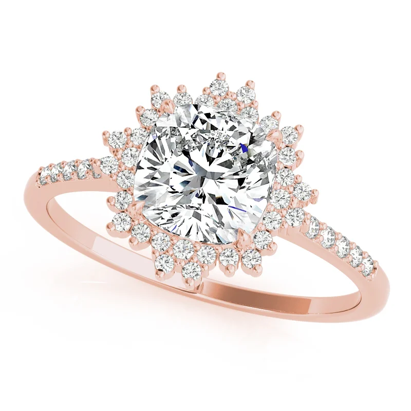 Ladies custom engagement rings-Auriya 14k Rose Gold Lab Grown Round Diamond Halo Engagement Ring 0.50 to 5.00 ct. tw. (F-G VS)