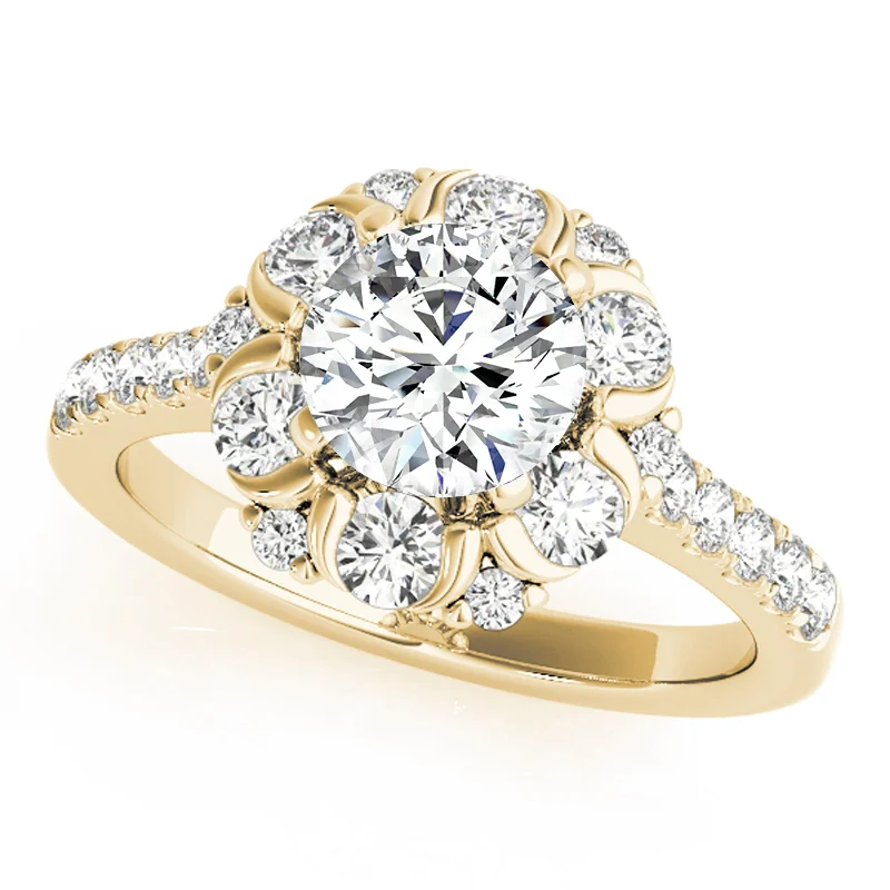 Ladies diamond engagement rings-Auriya 14k Yellow Gold Lab Grown Round Diamond Halo Engagement Ring 0.50 to 5.00 ct. tw. (F-G VS)