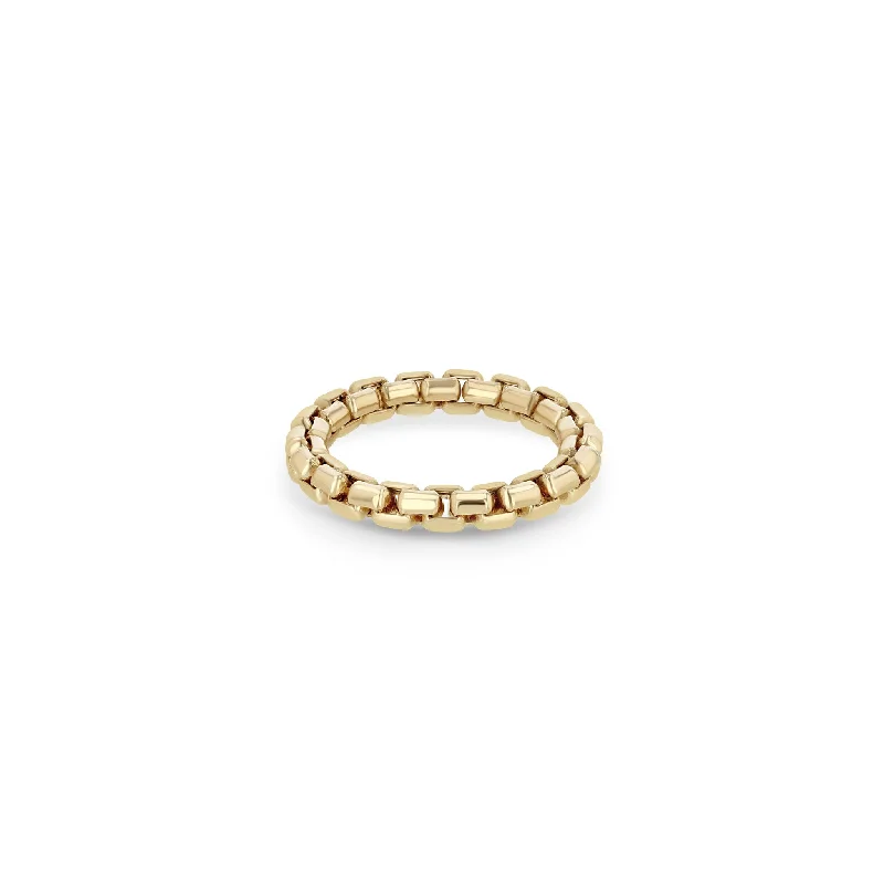 Ladies flower rings-14k Gold Large Box Chain Ring