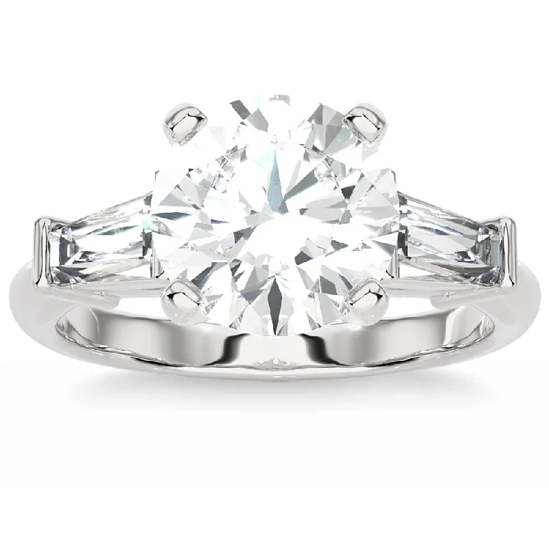 Ladies affordable engagement rings-Certified 2 5/8Ct 3-Stone Baguette Diamond Engagement Ring 14k Gold Lab Grown