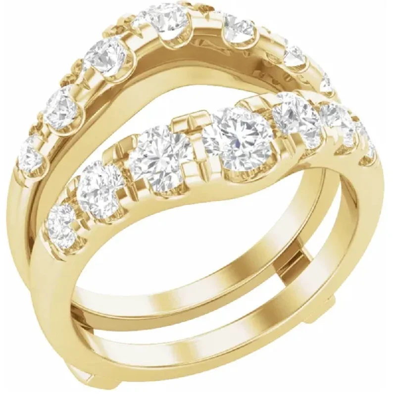 Ladies elegant diamond engagement rings-2ct TW Diamond Wedding Guard Band Insert Engagement Ring 14k Gold Lab Grown