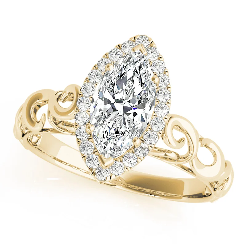 Ladies engagement rings with side diamonds-Auriya 14k Yellow Gold Lab Grown Marquise Diamond Halo Engagement Ring 0.50 to 5.00 ct. tw. (F-G VS)