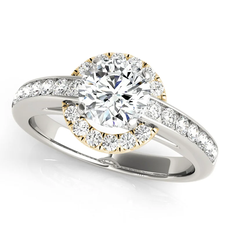 Ladies contemporary engagement rings-Auriya 14k Yellow Gold Lab Grown Round Diamond Halo Engagement Ring 0.50 to 5.00 ct. tw. (F-G VS)