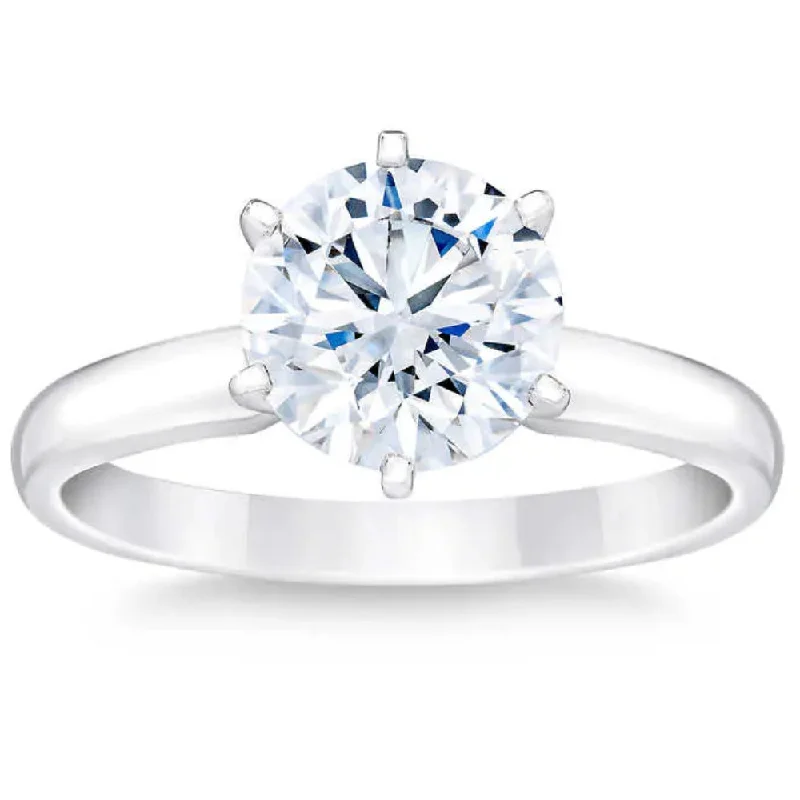 Ladies cushion-cut diamond engagement rings-2 1/2 Carat Certified Diamond Solitaire Engagement Ring 14k Gold Lab Grown