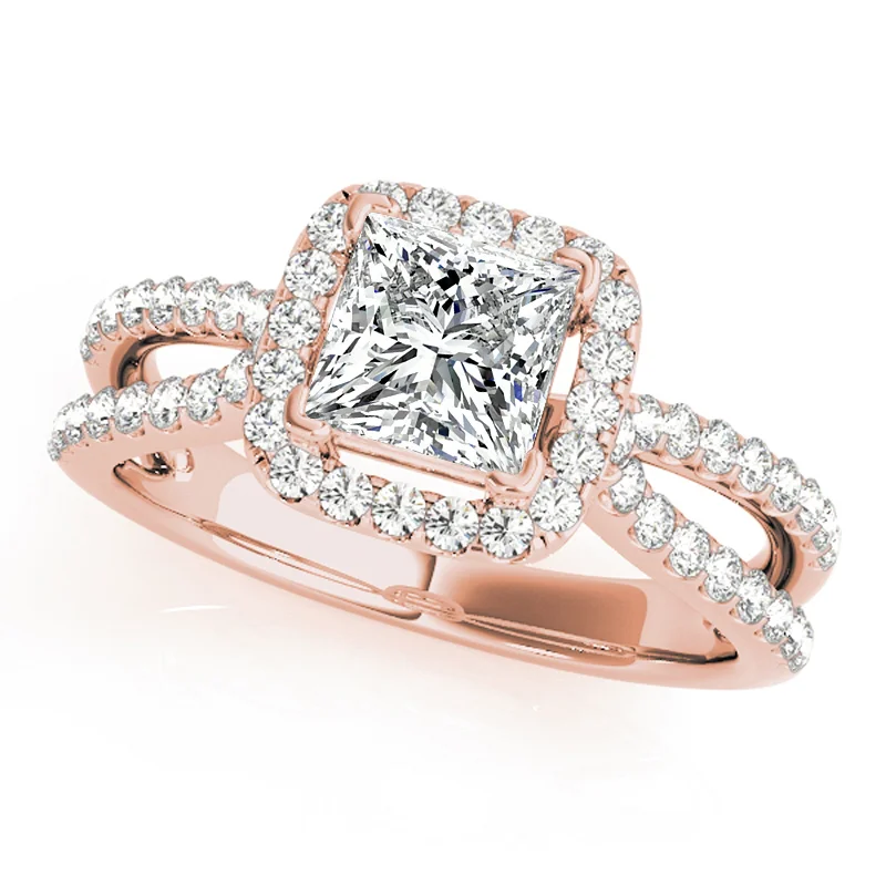 Ladies unique diamond engagement rings-Auriya 14k Rose Gold Lab Grown Princess Diamond Halo Engagement Ring 0.50 to 5.00 ct. tw. (F-G VS)