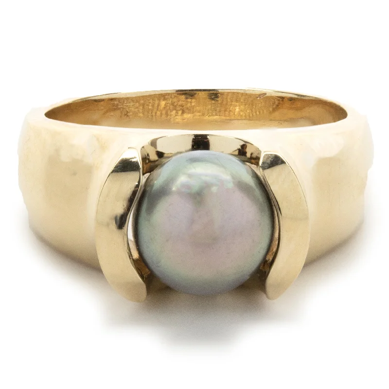 Ladies fashion rings-18k Yellow Gold Tahitian Pearl Ring