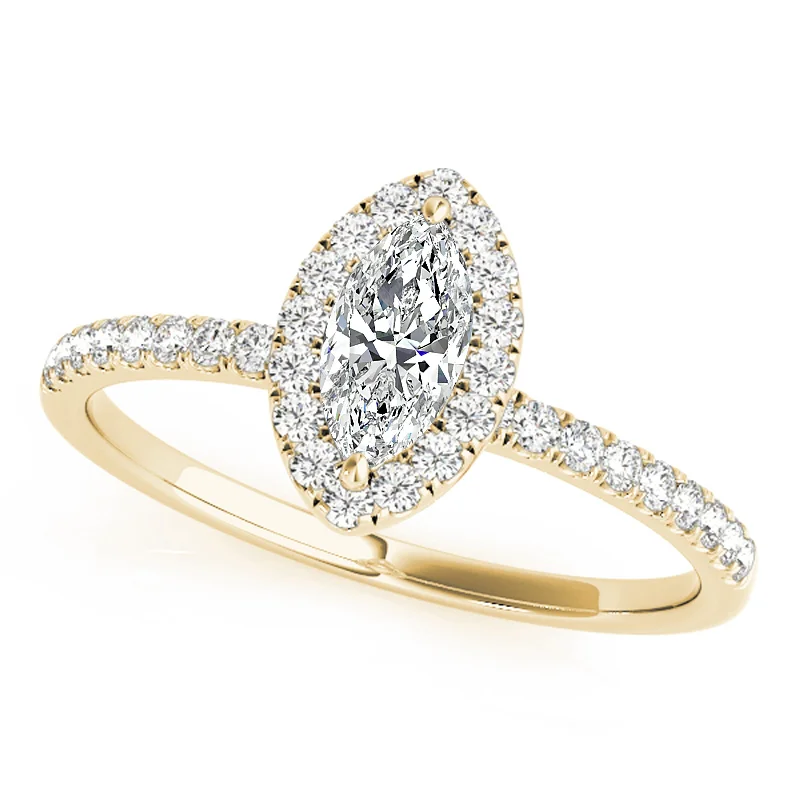 Ladies wedding sets with engagement rings-Auriya 14k Yellow Gold Lab Grown Marquise Diamond Halo Engagement Ring 0.50 to 5.00 ct. tw. (F-G VS)