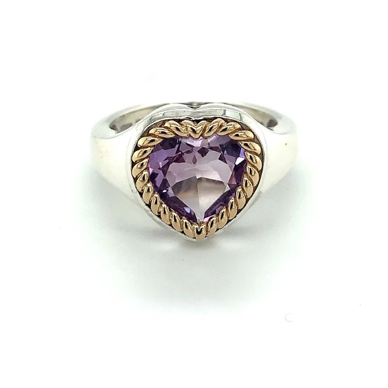 Ladies birthstone rings-Sterling Silver Amethyst Heart Ring