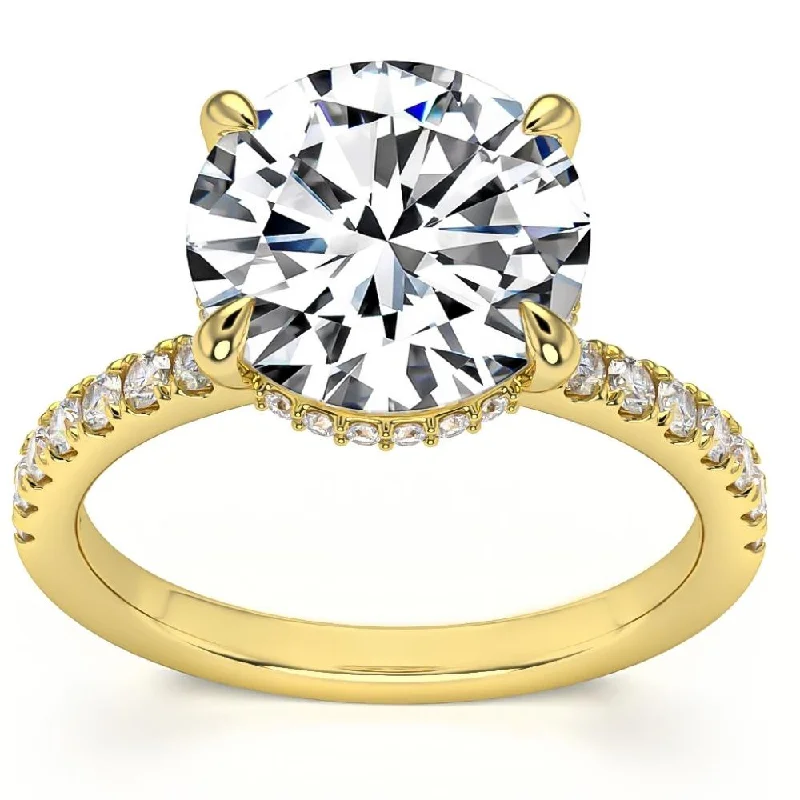 Ladies radiant cut engagement rings-3 1/2Ct Diamond Engagement Ring Side Halo14k White Yellow or Rose Gold Lab Gold