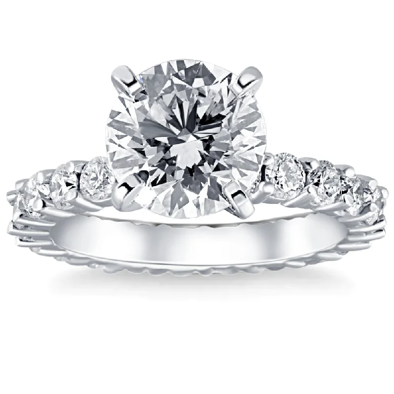 Ladies elegant halo engagement rings-3 1/2Ct Diamond Eternity Engagement Ring Lab Grown 14k White Gold