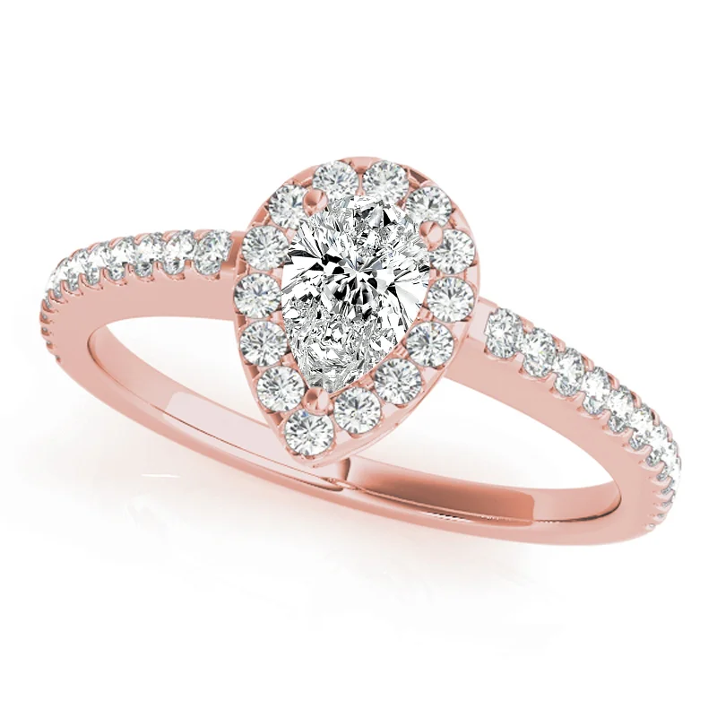 Ladies dual-tone engagement rings-Auriya 14k Rose Gold Lab Grown Pear Diamond Halo Engagement Ring 0.50 to 5.00 ct. tw. (F-G VS)