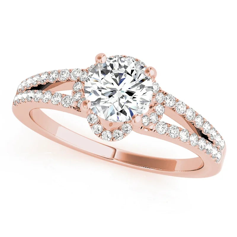 Ladies engagement rings with side stones-Auriya 14k Rose Gold Lab Grown Round Diamond Halo Engagement Ring 0.50 to 5.00 ct. tw. (F-G VS)