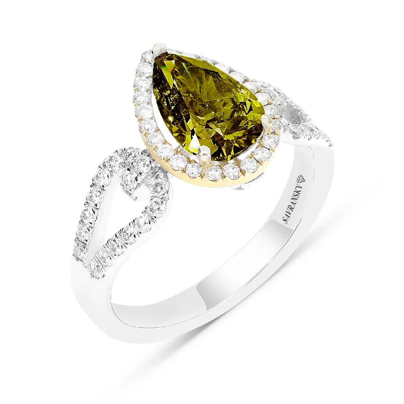 Ladies large gemstone rings-Pear Shape Cut Chameleon Ring - 2.5 Carat