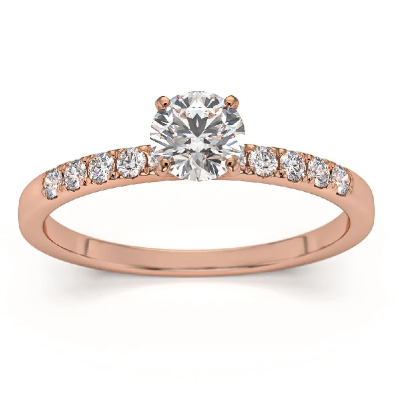 Ladies diamond engagement rings-1/2Ct Round Cut Diamond Engagement Ring in White Yellow or Rose Gold