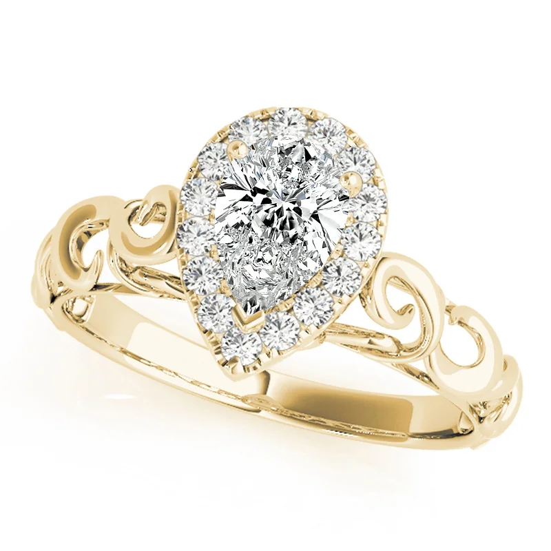 Ladies forever-one engagement rings-Auriya 14k Yellow Gold Lab Grown Pear Diamond Halo Engagement Ring 0.50 to 5.00 ct. tw. (F-G VS)