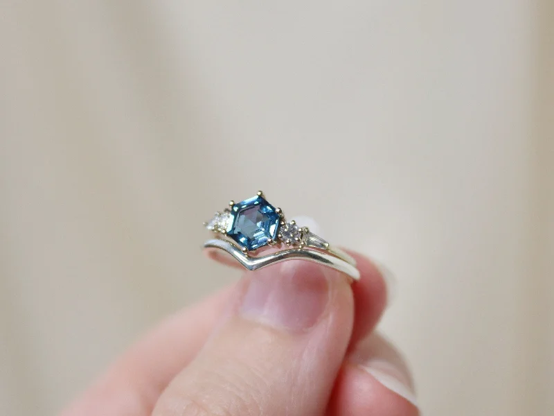 Ladies unique rings-The Huntington Ring Bridal Set in London Blue Topaz