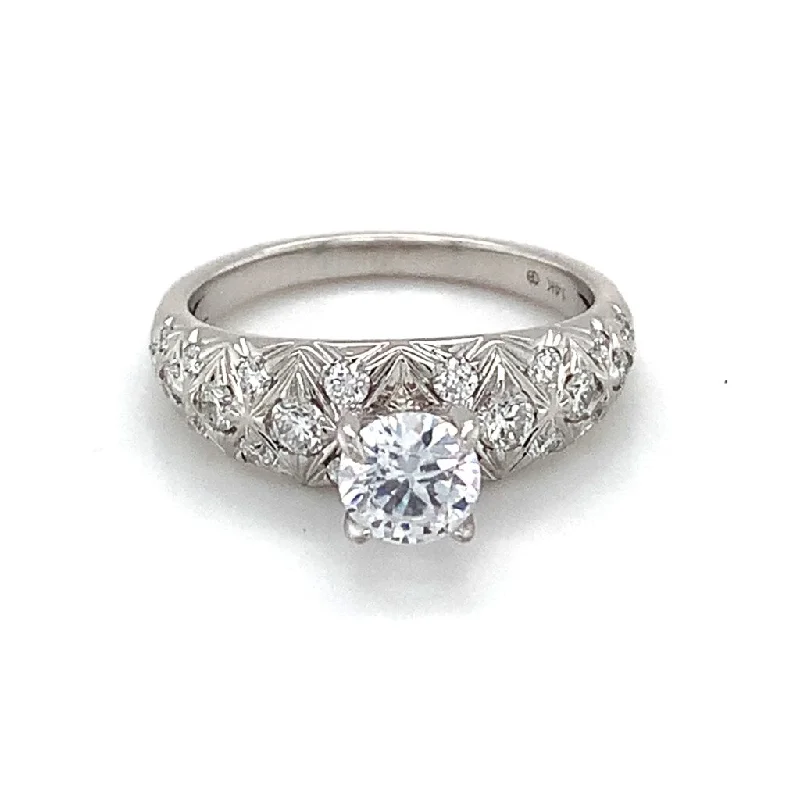 Ladies elegant diamond rings-14k White Gold Semi-Mt Ring with 0.51tw