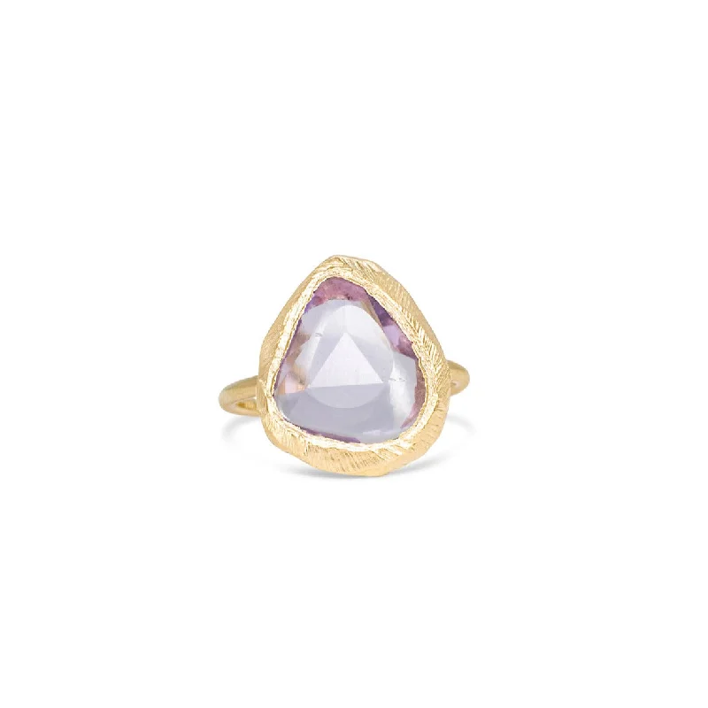 Ladies promise ring designs-18K Freeform Solitaire Ring in Lilac Purple Sapphire